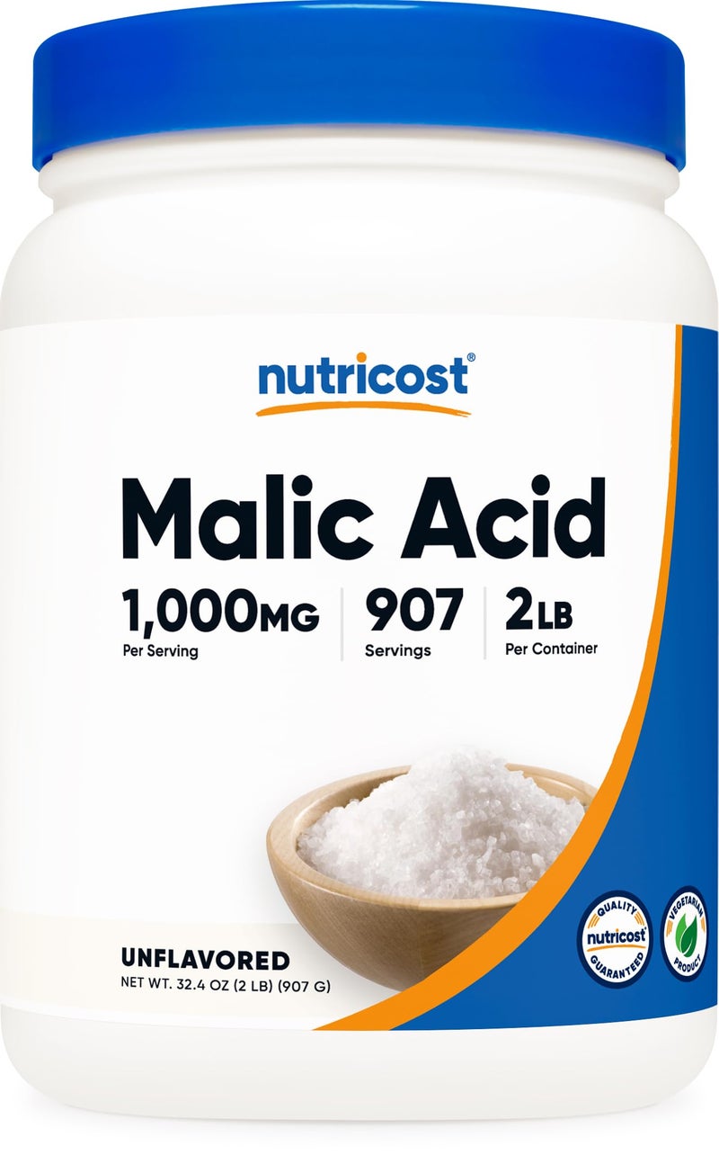 Nutricost Malic Acid Powder 2 LBS - Gluten Free, Non-GMO - Image 1